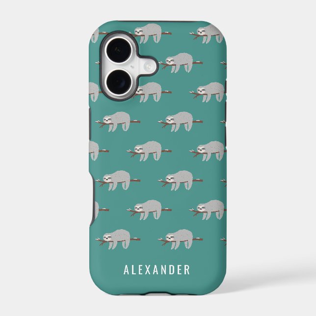 Bright colourful fun cartoon sloth iphone case (Back)