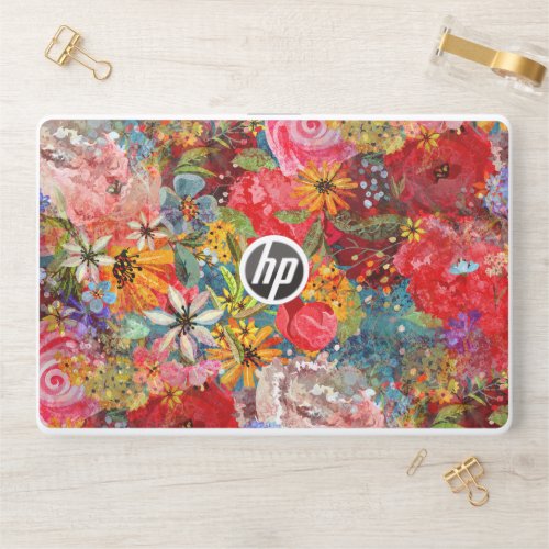 Bright Colourful Large Abstract Floral Pattern HP Laptop Skin