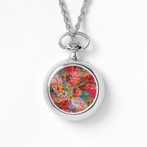 Bright Colourful Large Abstract Floral Pattern Watch