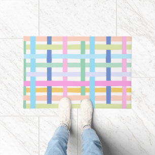 Bright Colourful Rainbow Plaid - Maximalist Fun Doormat