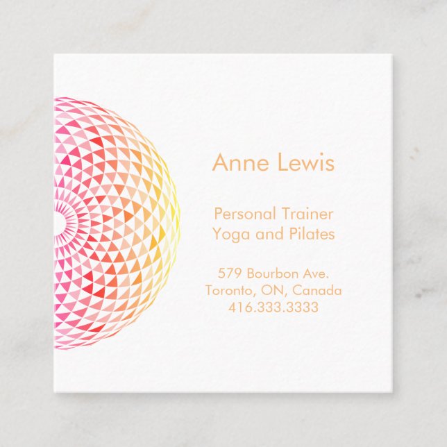 Bright Colourful Square Mandala Business Card (Front)