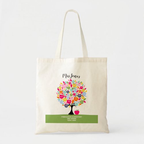 Bright colourful Teacher heart tree thank you gift Tote Bag