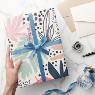 Bright Colourful Tropical Spots & Geo Collage Wrapping Paper