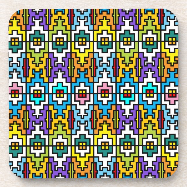 Bright colours African pattern Drink Coaster (Front)