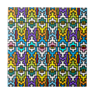 Bright colours African pattern Tile