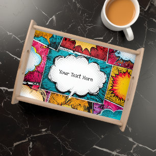Bright Comic Book Pop Art Serving Tray