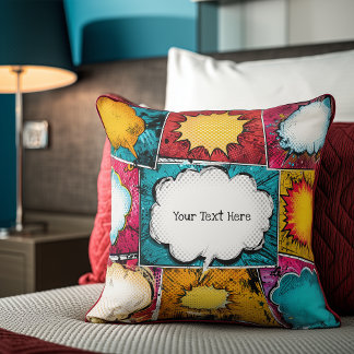 Bright Comic Book Pop Art Throw Pillow