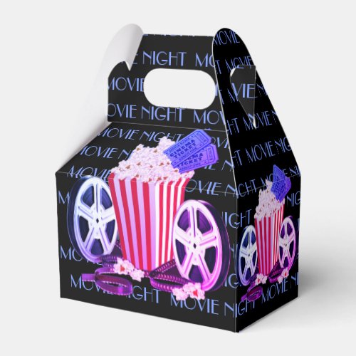 Bright Contemporary Movie Night Gable Favor Boxes