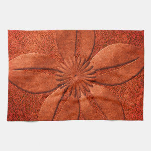 Bright Copper Look Textured Flower Kitchen Towel