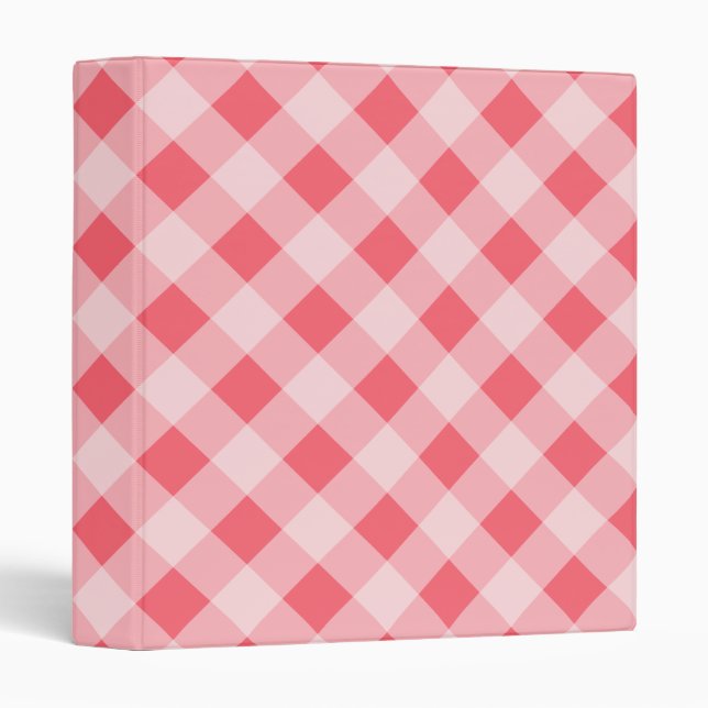 Bright Coral Gingham Recipe Binder Gift (Front/Spine)