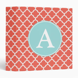 Bright Coral Monogram Binder