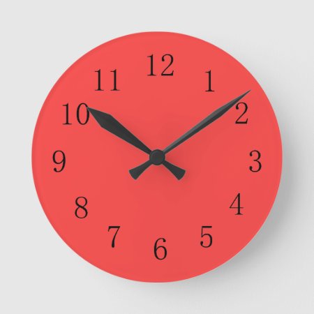 Bright Coral Red Kitchen Wall Clock