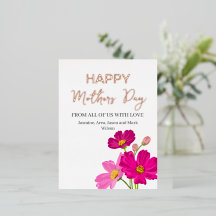 Bright Cosmos Flowers Happy Mothers Day Gold