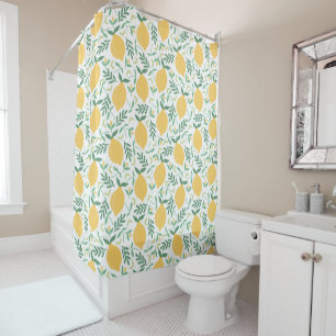 Bright Country Farm Yellow Lemon Pattern Shower Curtain