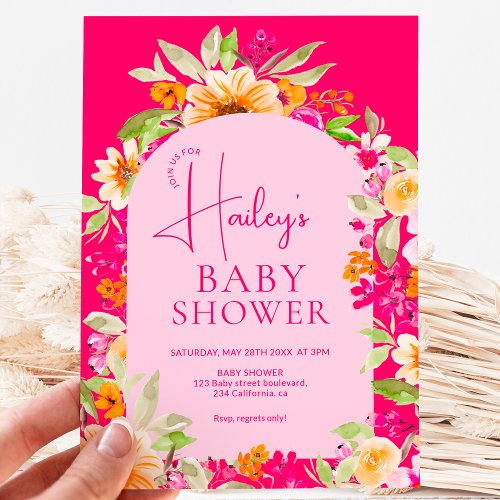 Bright Country floral watercolor Baby shower Invitation