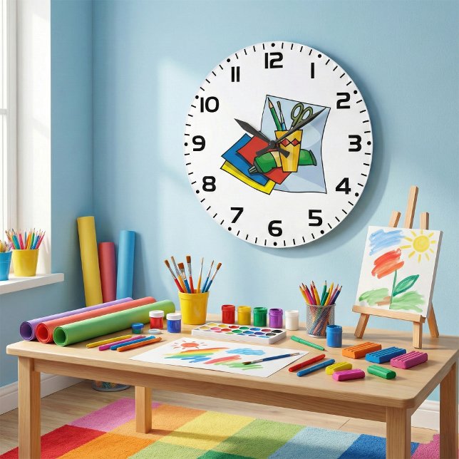 Bright Craft Supplies Colorful Art Tools Large Clock (Creator Uploaded)