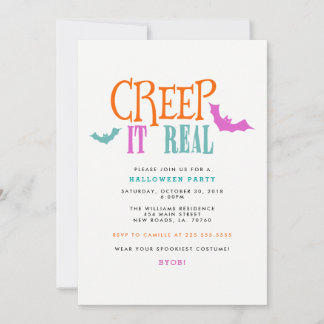 Bright Creep It Real Halloween Party Invitation