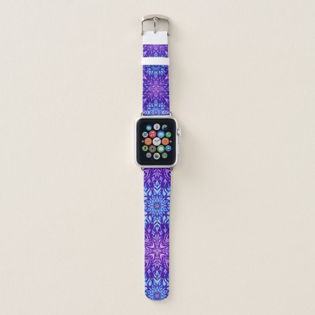 Bright crystal snowflakes ornament  apple watch band (Front)