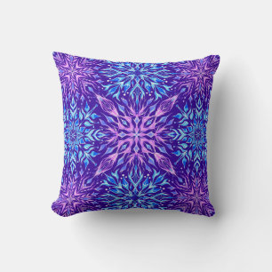 Bright crystal snowflakes ornament throw pillow