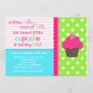 Bright Cupcake 1st Birthday Party Invitation