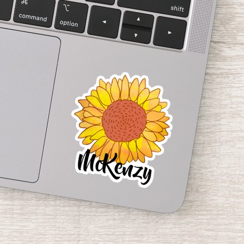 Bright Custom Name Sunflower Sticker