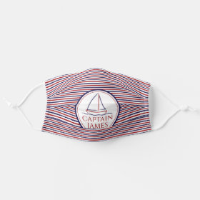 Bright Customizable Name Nautical Sail Boat Ship Cloth Face Mask