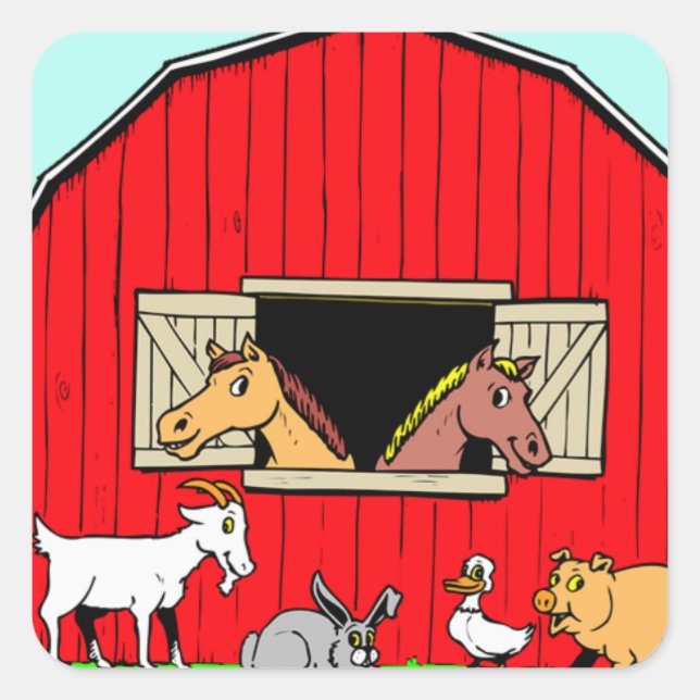 Bright, Cute Barnyard Farmyard Animals Stickers (Front)