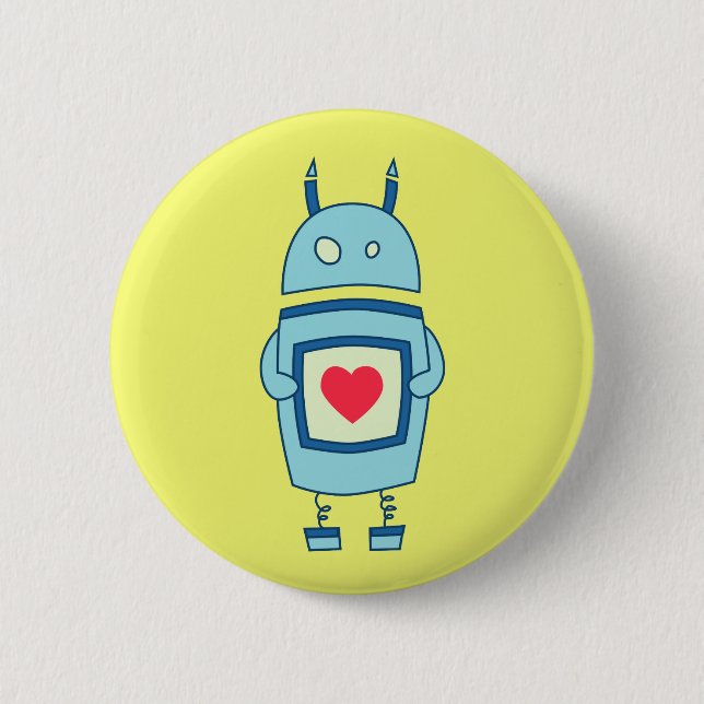 Bright Cute Clumsy Robot With Heart Button (Front)