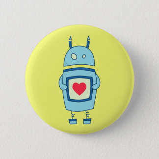 Bright Cute Clumsy Robot With Heart Button