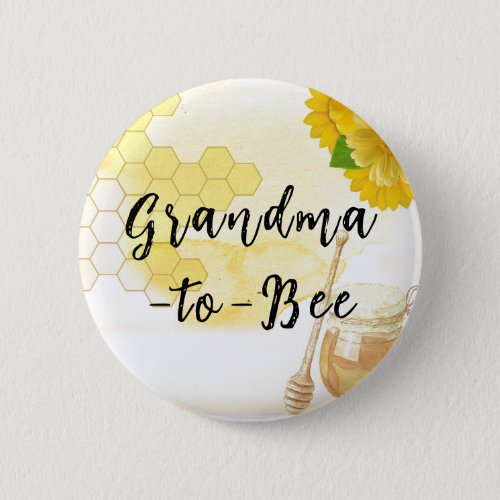 Bright Cute Honey with Greenery and Yellow Flowers Button