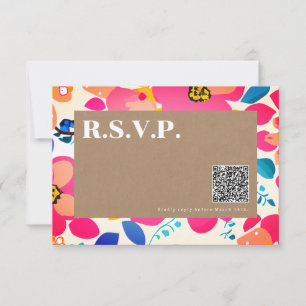 Bright Cutouts Wedding QR Code RSVP Card