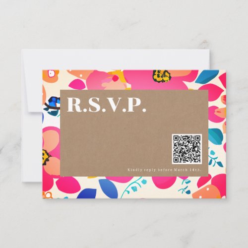 Bright Cutouts Wedding QR Code RSVP Card