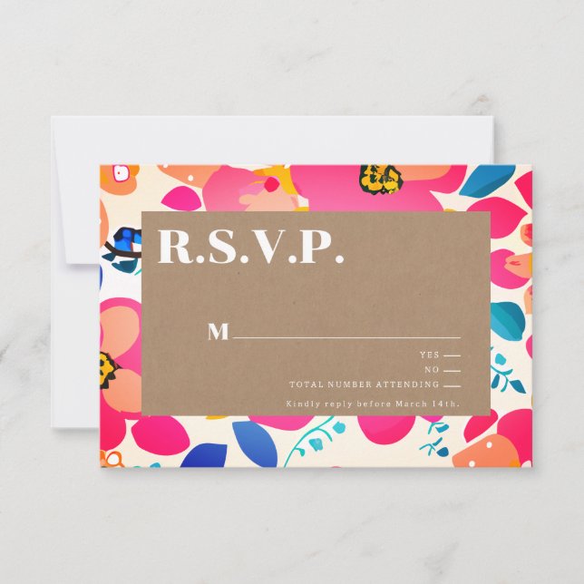 Bright Cutouts Wedding RSVP Card (Front)