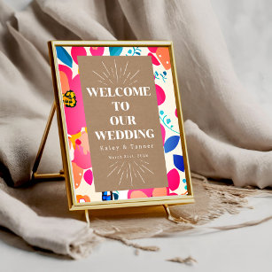 Bright Cutouts Wedding Welcome Poster