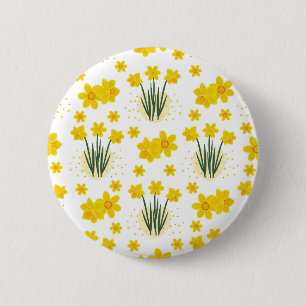 Bright daffodils, seamless pattern button