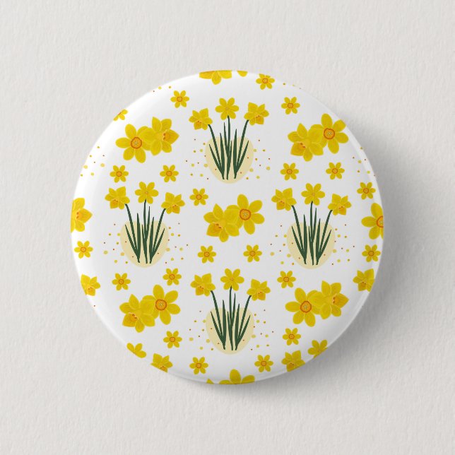 Bright daffodils, seamless pattern button (Front)