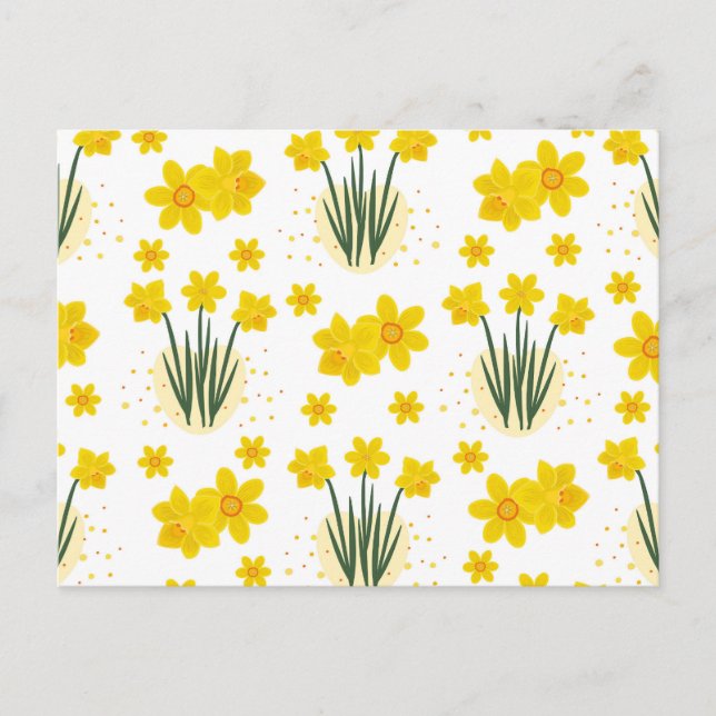 Bright daffodils, seamless pattern postcard (Front)
