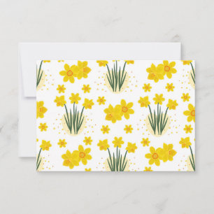 Bright daffodils, seamless pattern thank you card