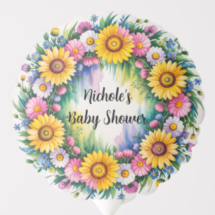 Bright Daisies and Wildflowers Girl Baby Shower Balloon