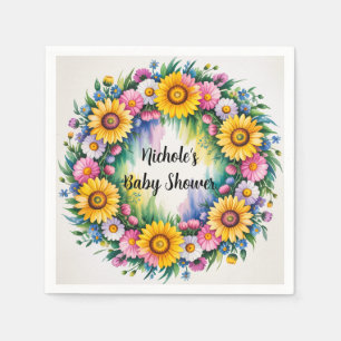 Bright Daisies and Wildflowers Girl Baby Shower Napkins