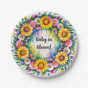 Bright Daisies and Wildflowers Girl Baby Shower Paper Plates