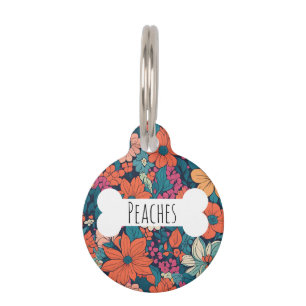 Bright Daisy Floral Pattern Botanical Custom Pet ID Tag