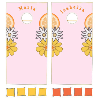 Bright Daisy Flower Sisters Cornhole Set