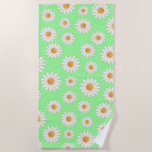 Bright Daisy Pattern – Floral Summer Accessory - Beach Towel