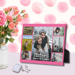 Bright Dark Pink White Text Sisters Photo Collage Plaque<br><div class="desc">Heartfelt gift for your sister or sisters, upload photos of your favorite memories and celebrate the one person who has always been by your side. Dark Pink background can be adjusted to a different color. Keep the good memories close by, as a reminder of the amazing people in our lives....</div>