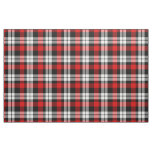 Bright Dark Red Black White Tartan Squares Pattern Fabric