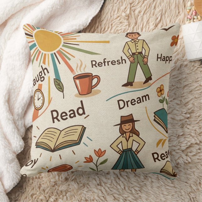 Bright Day Collage Throw Pillow (Blanket)