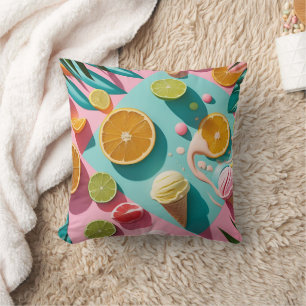 Bright Days, Bold Colors – Vibrant Summer Throw  Pillow