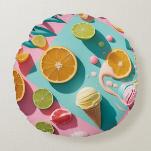 Bright Days, Bold Colors – Vibrant Summer Throw  Round Pillow