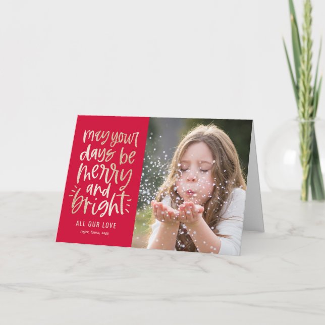 Bright Days EDITABLE COLOR Holiday Photo Card (Front)